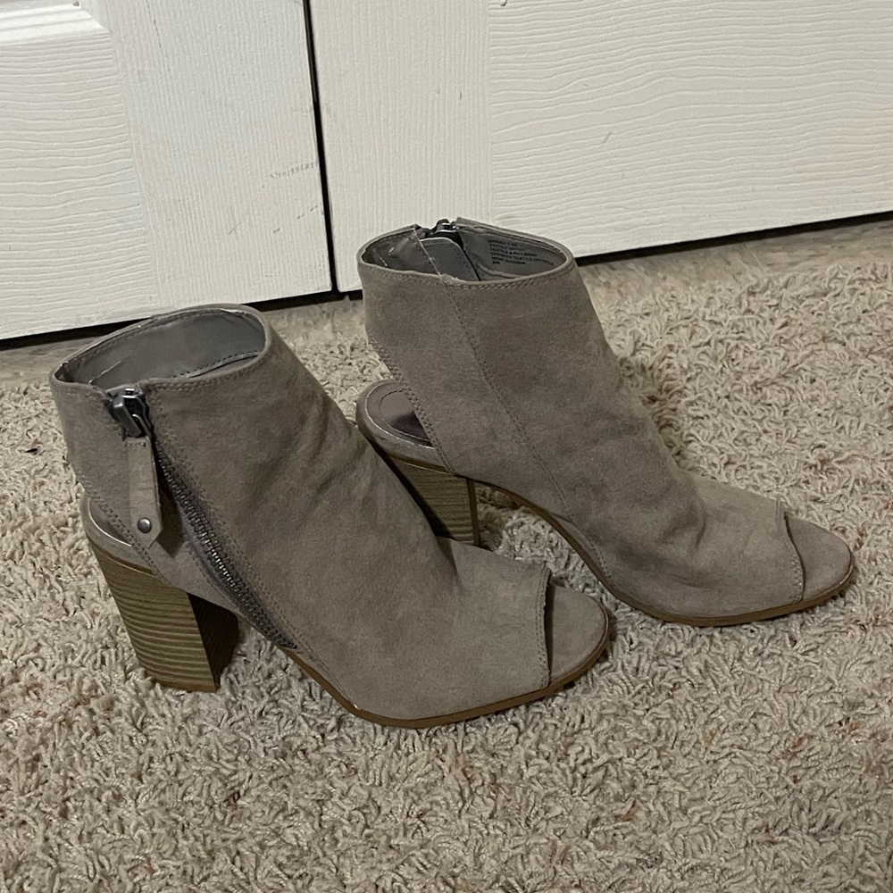 Madden Girl Gray Heeled Boots with Suede Finish
